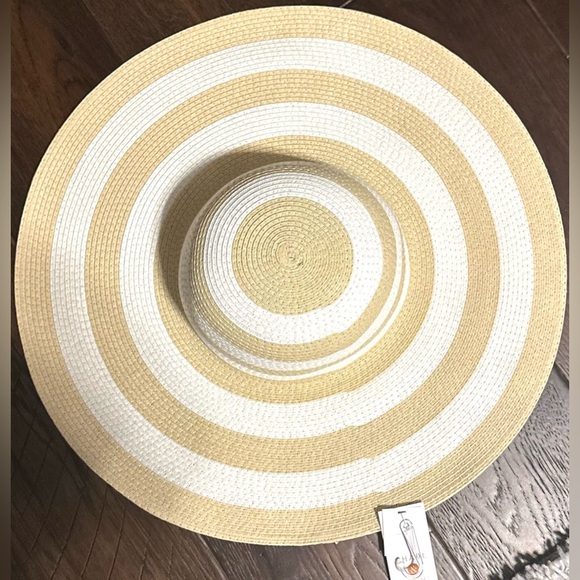 ‼️RARE‼️🎸SHADE & SHORE🎸🔥NWT🔥Striped Packable Straw Sun Hat - Picture 3 of 13